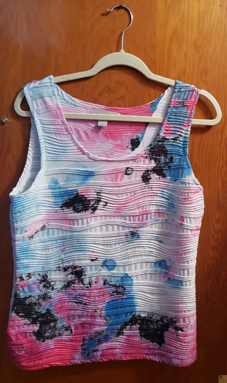Laura Ashley Top Womens Medium Multicolor Sleeveless Textured Blouse